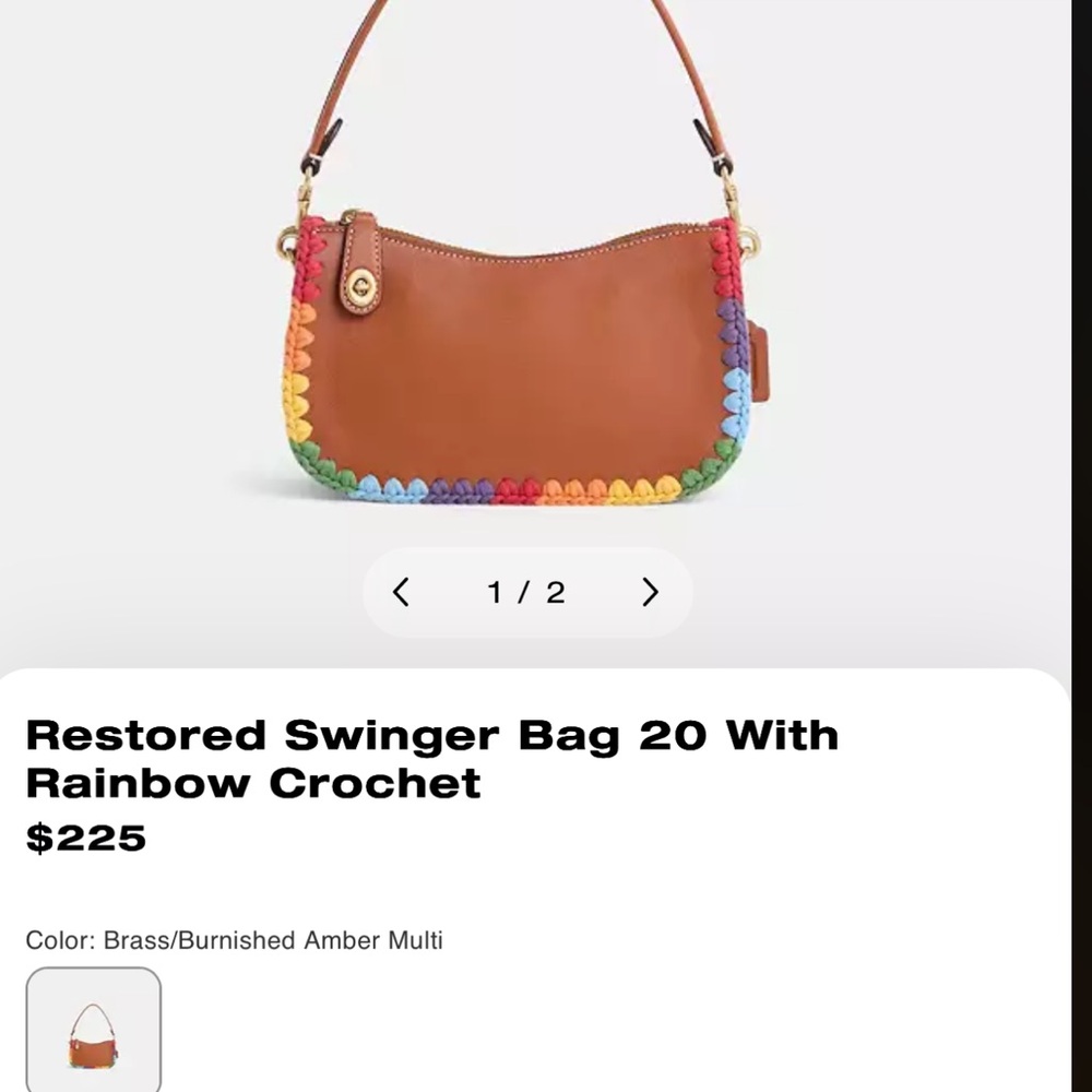 Coach Swinger 20 Shoulder Bag with Rainbow Crochet need gone asap